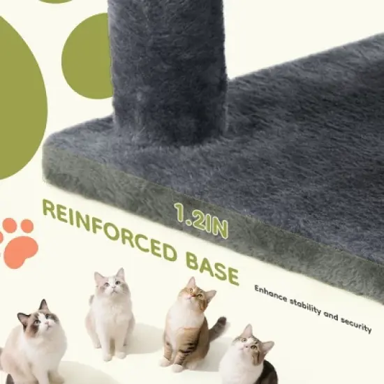 JIONJOY 66" Multi-Level Cat Tree - 2 Large Condos, Sisal Scratching Posts & Hammock, Stable Indoor Cat Tower-Dark Grey image {6}