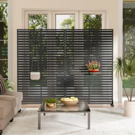 SEVOBAL Patio Decorative Screens 6 Piece Patio Privacy Paged Patio Decorative Screens Patio Screen Decorative for Yard, Black, 45.47"*15.75"*72.05" image {4}