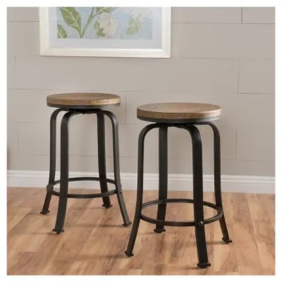 Set of 2 Skyla Rotating Counter Height Barstool Natural - Christopher Knight Home image {1}