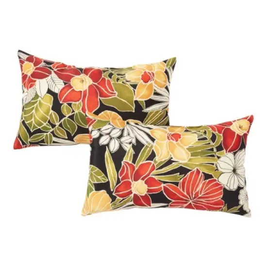Set of 2 Outdoor Lumbar Throw Pillows Aloha - Kensington Garden image {4}