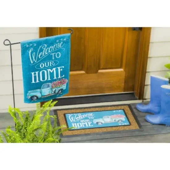 Evergreen Flag Floral Truck Welcome Garden Suede Flag image {2}