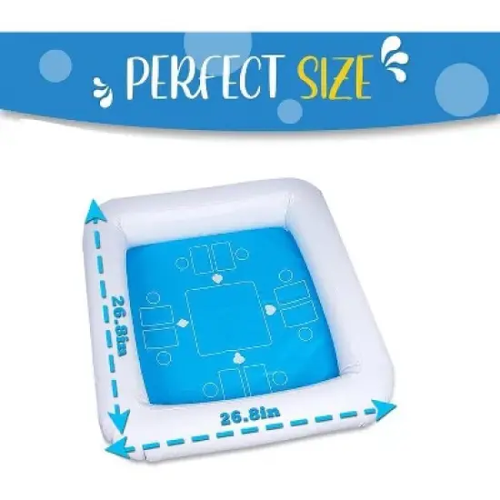 Zone Tech Inflatable Game Table with Waterproof Playing Cards - Floating Table for Pool for Adults, Family, Party, Beach Game Station Set Blue/White image {1}