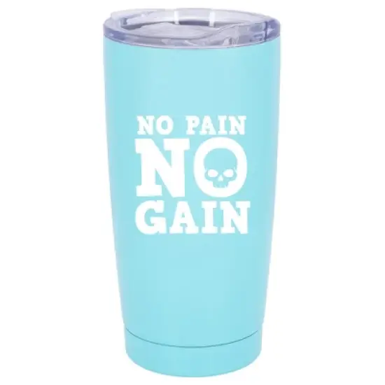 100 North 20 Ounce Stainless Steel On the Go Travel Tumbler With Push Top Lid, No Pain No Gain Teal image {5}