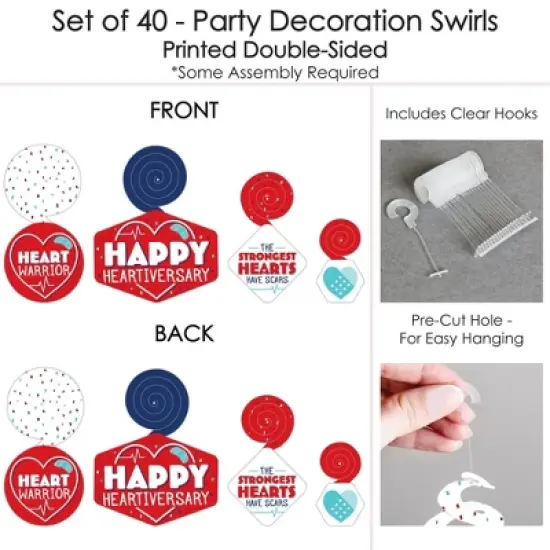 Big Dot of Happiness Happy Heartiversary - CHD Awareness Hanging Decor - Party Decoration Swirls - Set of 40 image {4}
