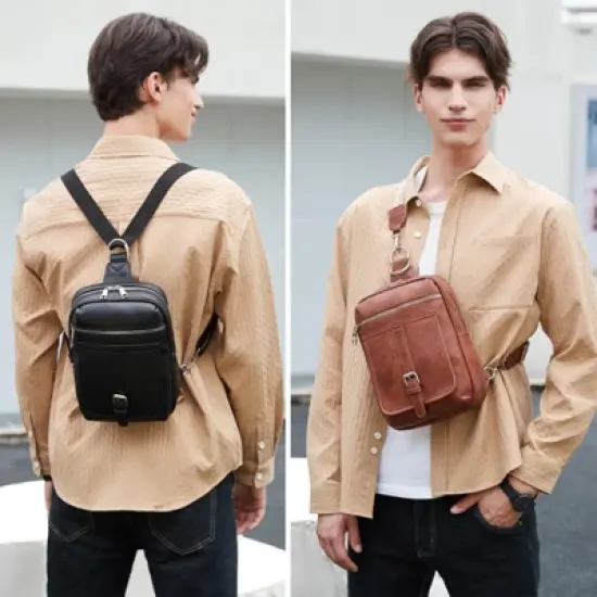 Itopfox 2-in-1 Sling Backpack with Removable Straps, Crossbody Purse for Women, Faux Leather Fanny Pack, Travel & Diaper Bag image {7}