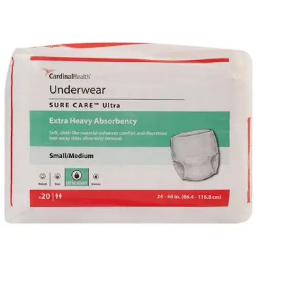 Cardinal Health Sure Care Plus Incontinence Underwear, Heavy Absorbency, Unisex, Medium, 20 Count image {2}
