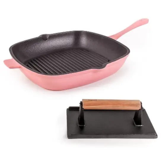 BergHOFF Neo 2Pc Cast Iron Grill Set, Grill Pan & Bacon/Steak Press image {12}
