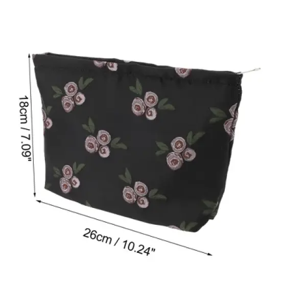 Unique Bargains Women Retro Jacquard Makeup Bag Pink 1 Pc image {2}