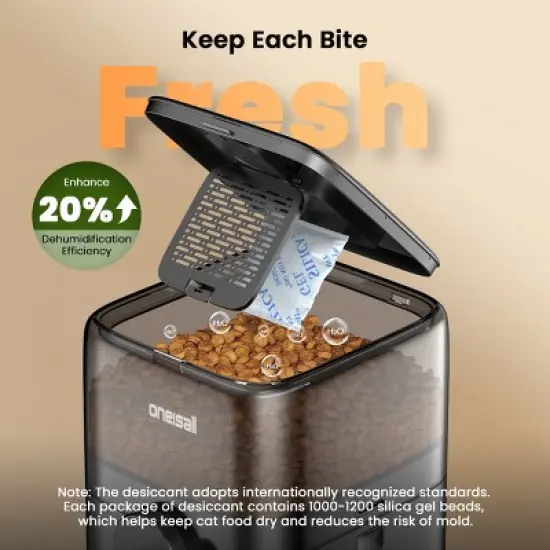 Oneisall PF05 Automatic Dog and Cat Feeder - 3L, 6-Meal Timer, Backup Power, for Large Kibble, Pet Dry Food Dispenser image {7}