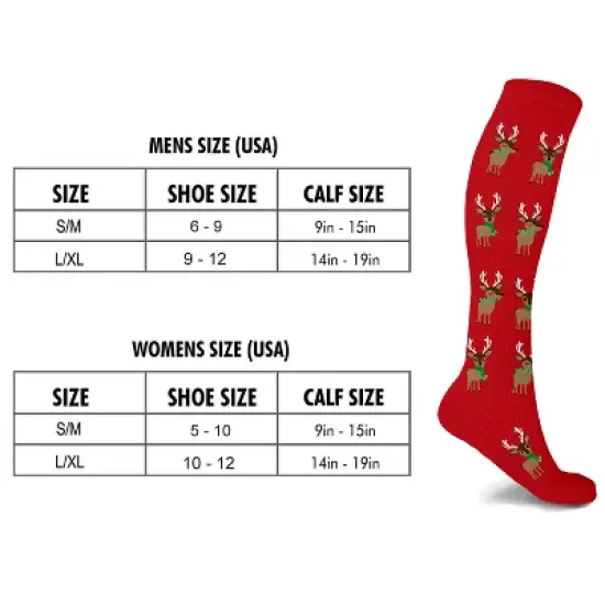 Copper Zone Christmas Fun Knee High Compression Socks Great Stocking Stuffer - 3 Pair Pack image {1}