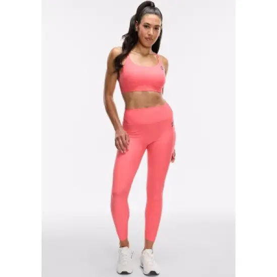 Peloton Women's Cadent High Rise Pocket Legging, Coral, Buenas Vibras image {8}