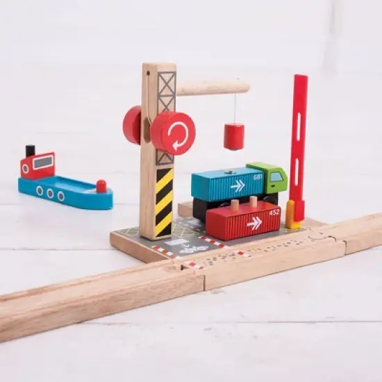 Bigjigs Rail Container Shipping Yard Wooden Railway Train Set Accessory image {1}