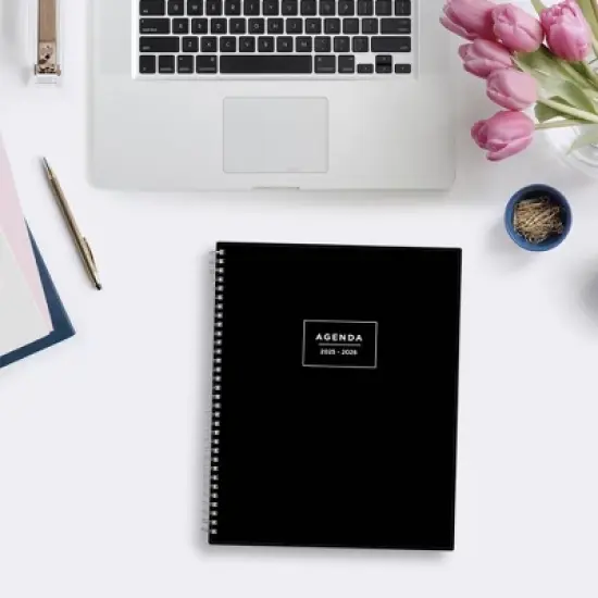 Blue Sky 8.5"x11" 2025-2026 Weekly/Monthly Wirebound Planner Solid Black image {1}