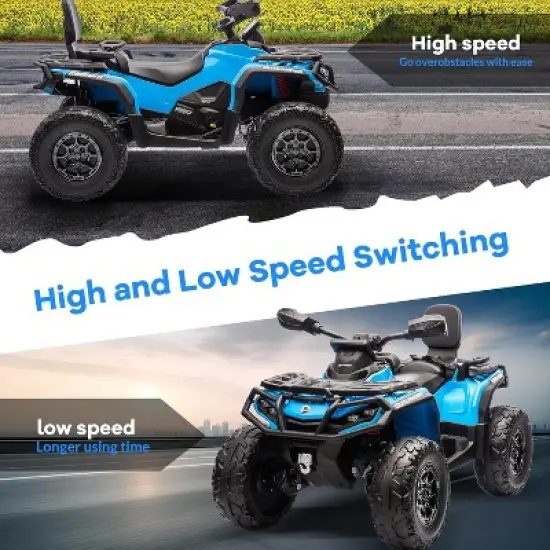 2 Seater Electric Children's Terrain Vehicle, 12V Remote Control Riding Toy Car, Battery Operated Vehicle w/Music, Remote Control, LED Lights image {5}