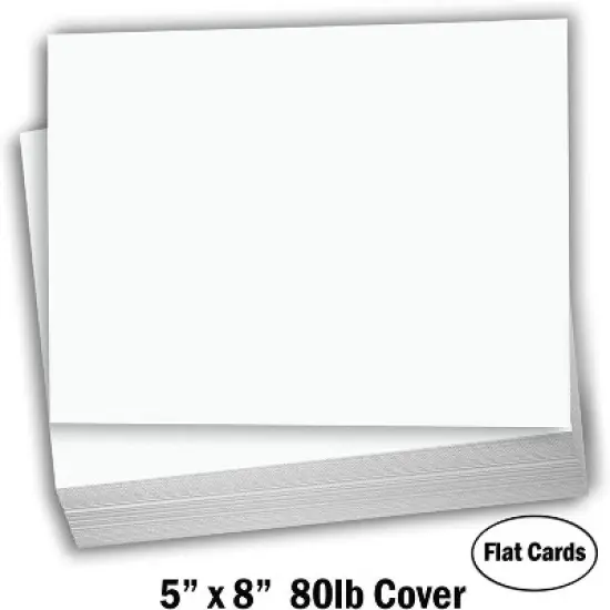 Hamilco Blank Index Cards 5 x 8 Card Stock 80lb Cover White Cardstock Paper - 100 Pack image {1}