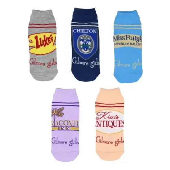 Gilmore Girls Socks 5 Pk Stars Hollow Luke's Diner Rory Lorelai Gilmore TV Series Low-Cut Womens Socks Shoe Size 4-10 Multicoloured image {3}