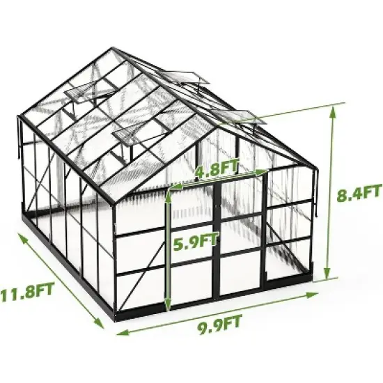 AMERLIFE Polycarbonate Greenhouse with 4 Vents, Rain Gutter, Heavy Duty Aluminum Frame image {4}