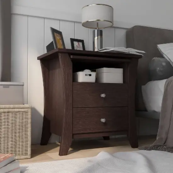 Banbridge 2 Drawer Nightstand with Open Shelf Espresso - HOMES: Inside + Out image {3}