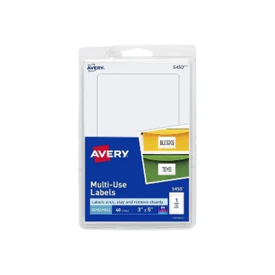 Avery Laser/Inkjet Multipurpose Labels 3" x 5" White 1 Label/Sheet 05450 image {1}