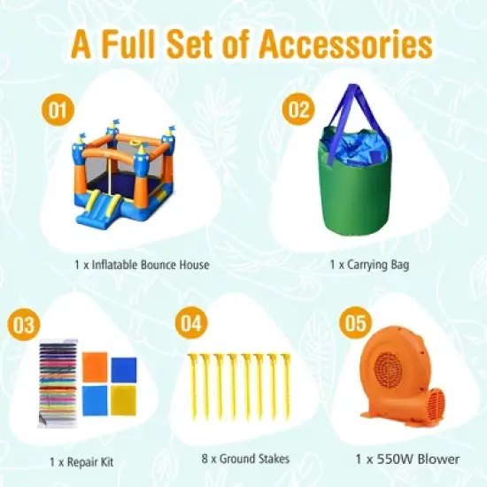 Inflatable Bounce House Kids Magic Castle w/ Large Jumping Area With 550W Blower image {5}