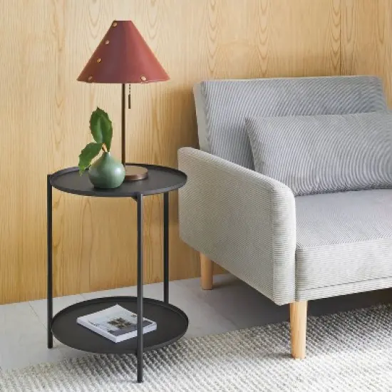 Metal Small Side Table with Shelf Black - Room Essentials&trade; image {1}