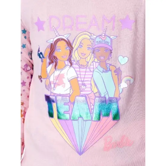 Mattel Girls' Barbie Dream Team Unicorn Best Friend Sleep Pajama Set Pink image {2}