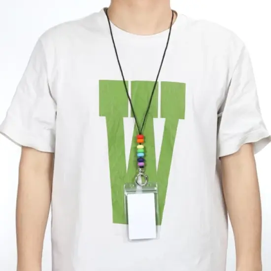 Unique Bargains Wear-resistant Lightweight ID Badge Silicone Beaded Lanyards image {4}