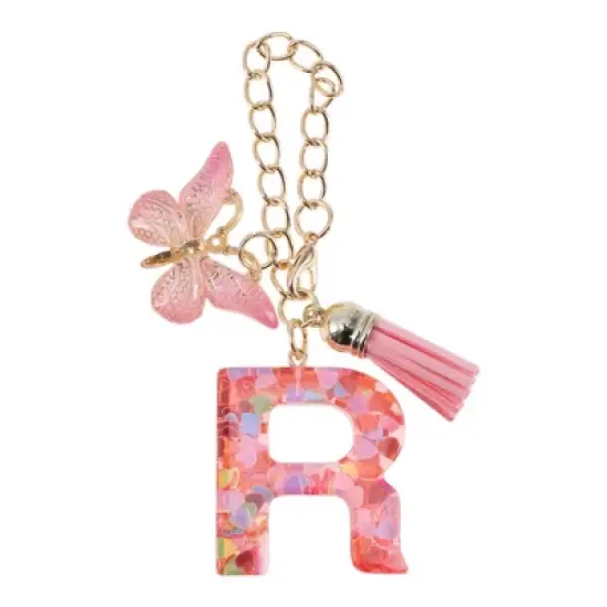 Unique Bargains Heart Sequin Letter R Butterfly Tassel Water Cup Pendant Pink 1 Pc image {5}