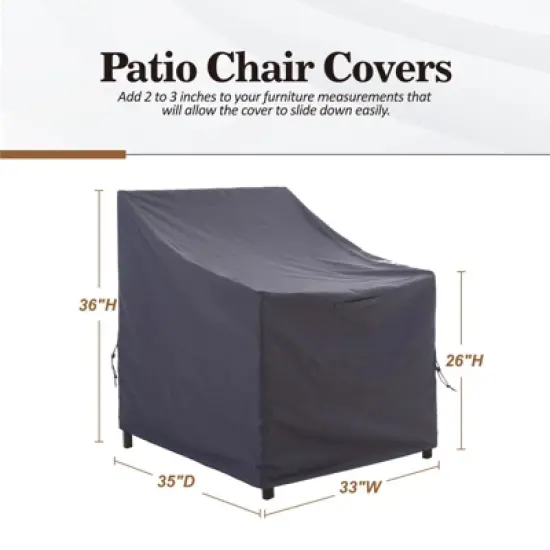 Syemin Plant Covers, Outdoor Swivel Lounge Chair Cover 2 Pack, Waterproof High Wind Resistant Anti-Fading, Gray 35"*33"*36" image {3}