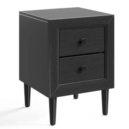 Costway Nightstand End Bedside Coffee Table Wooden Leg Storage Drawers Black\Grey image {8}
