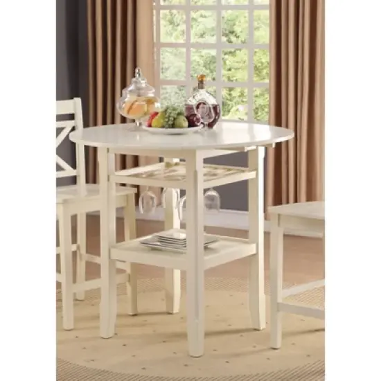 Tartys Counter Height Drop Leaf Dining Table Wood/Cream - Acme Furniture image {1}