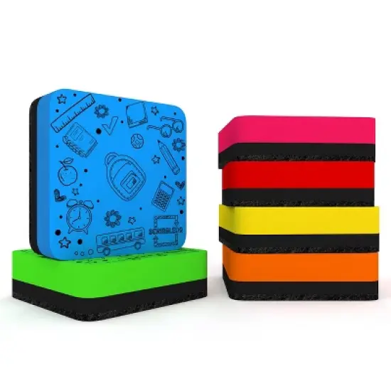 SCRIBBLEDO Small Magnetic Dry Erase Erasers 6 Pack image {6}