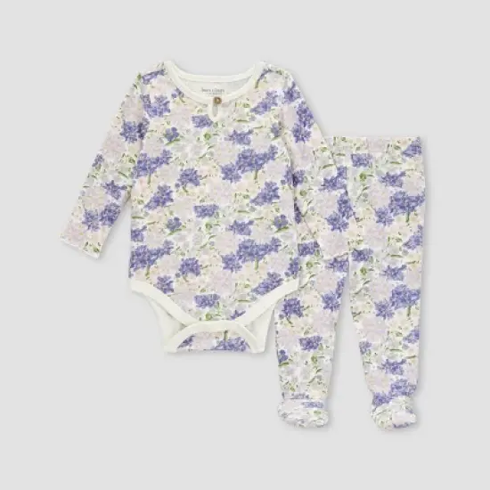 Burt's Bees Baby&reg; Girls' Floral Bundle Bodysuit & Footed Pant Set image {2}