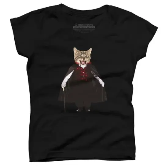 Girl's Design By Humans Catcula Cat Kitten Dracula Cute Funny Halloween t shirt By JOHANNESART T-Shirt image {3}