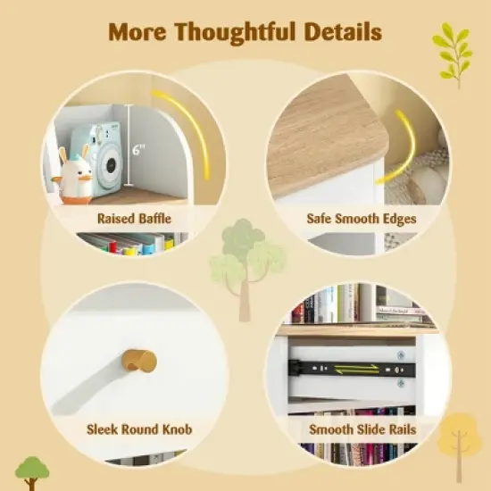 Costway Kids Wooden Study Desk Children Writing Table with Hutch & Drawer White image {8}