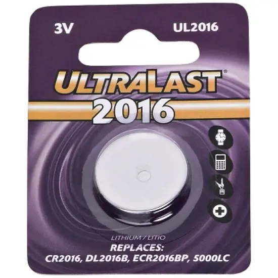 Ultralast&reg; UL2016 CR2016 Lithium Coin Cell Battery in Silver image {1}