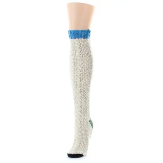 Memoi Two Tone Chunky Knit Knee High Socks image {4}
