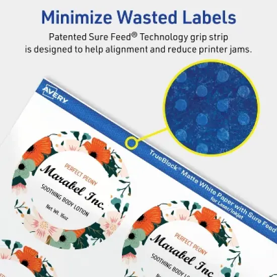 Avery TrueBlock Matte White Paper Labels,  2" diameter Round image {3}
