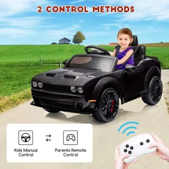 12V Ride on Car, Licensed Dodge Challenger Kids' Electric Car, Battery Powered Electric Vehicle with Remote Control image {3}