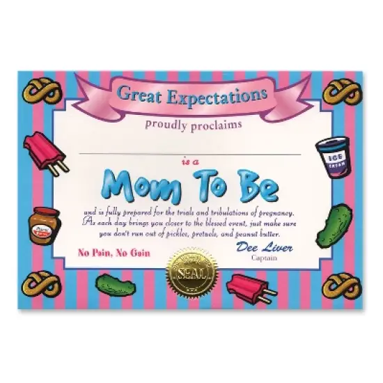 Beistle Mom To Be Certificate, 5" x 7", (6/Pkg) Multicolored image {1}