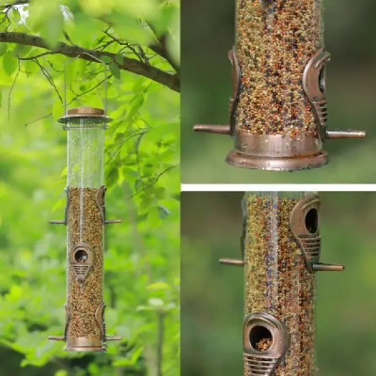 Snynuxx Metal Bird Feeder Tube Hanging, Steel Hanger Great for Attracting Birds (Antique Copper) image {2}