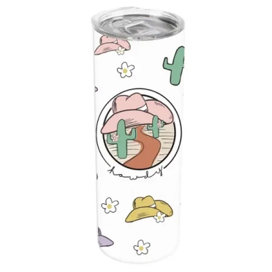 Elanze Designs Howdy Cowboy Cowgirl Cactus Wild West 20 ounce Stainless Steel Travel Tumbler with Lid For Your On The Go Beverages image {5}