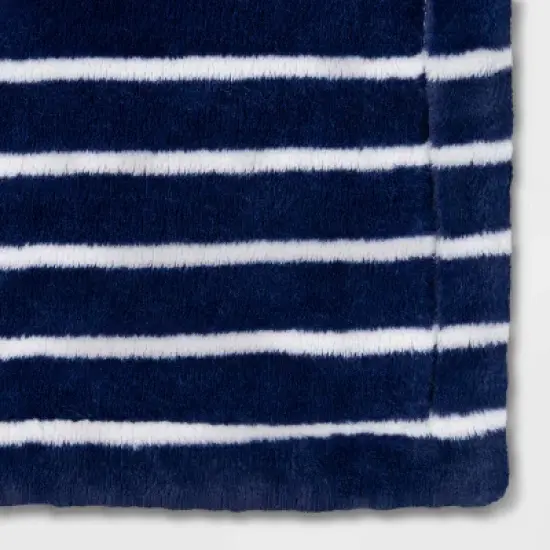 Toddler Bed Plush Blanket - Cloud Island&trade; Navy Stripe image {2}