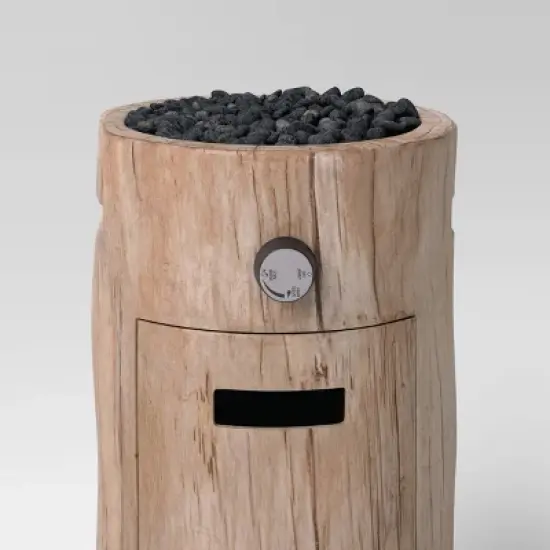 Weathered/Natural Finish Small LP Round Outdoor Fire Column Natural - Threshold&trade;: Heat-Resistant, No Assembly, Lava Rock Included image {3}