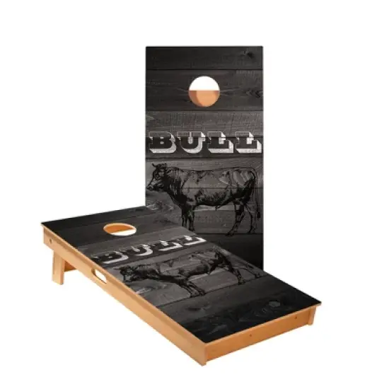 Skips Garage Black Barnwood Bull Cornhole Boards - ACA Star Series image {1}