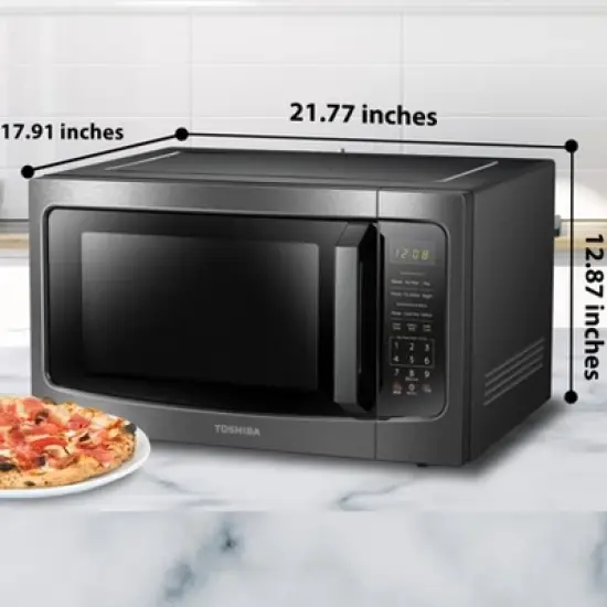 Toshiba 1.6 Cu. Ft. 1200-Watt Countertop Microwave Oven (Black Stainless Steel) image {2}