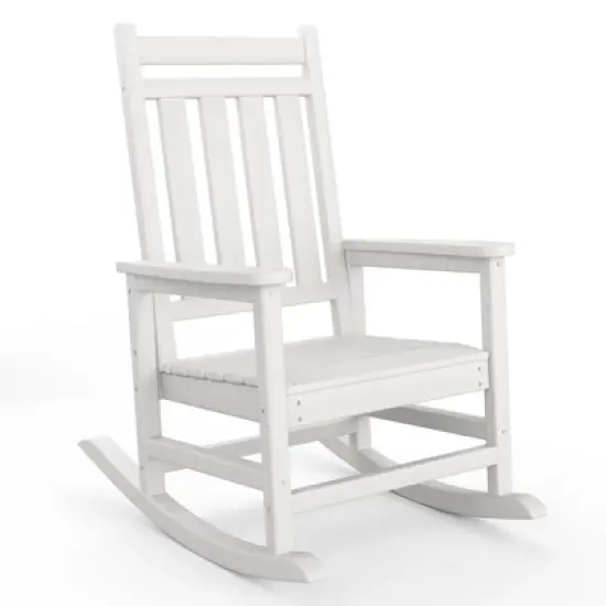 Adirondack Outdoor Rocking Chair, All Weather Patio Rocker Chair with Wide Armrests, Classic Fire Pit Chair image {10}