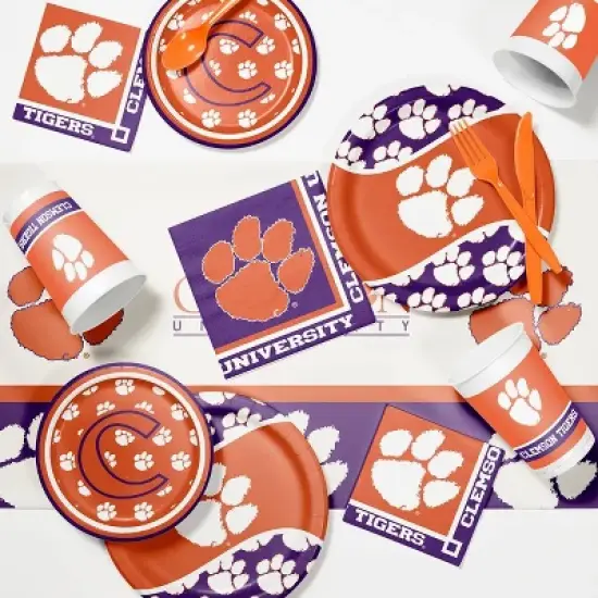 24ct Clemson Tigers Paper Plates Orange - NCAA image {1}