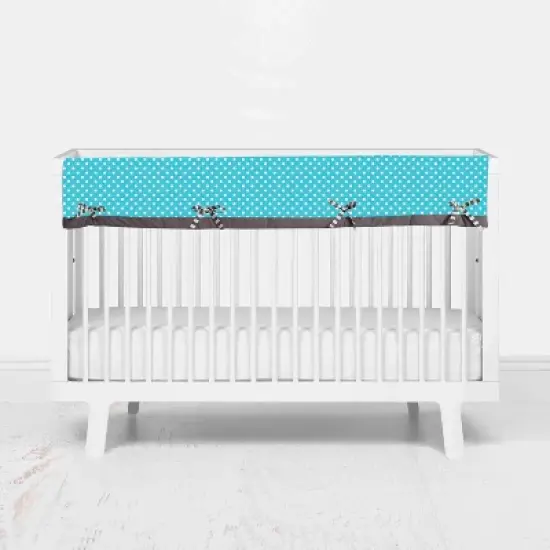 Bacati - Elephants Long Crib Rail Guard Cover Aqua/Lime/Gray image {1}
