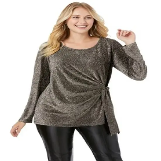 Jessica London Women&rsquo;s Plus Size Shimmery Side-Gathered Tunic image {1}